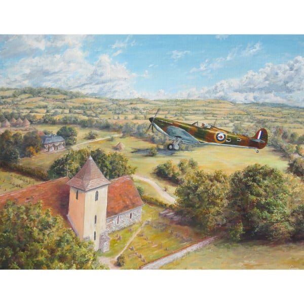 SPITFIRE Aviation Greeting Card-Fine Art Aeroplane Card-Battle of Britain Art