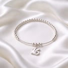 Sterling Silver Stretch Bracelet with 16, 18 or 21 Charm Gift Boxed