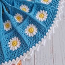 Crochet Daisy Baby Blanket - Cornish Blue Newborn Keepsake Gift