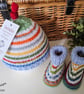 Designer Baby Pure Merino Wool Hand Knitted Booties & Hat Set 0-3 size mths 