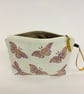 Cream Butterflies and Dragonflies linen makeup bag  - Image 6