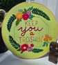 'Keep You A Troshin'' Hand Embroidered Floral Wall Art - 8 Inch - Image 5