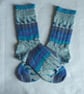 Hand-cranked Knitted Ribbed Wool Socks Size 8 to 9 - Image 4