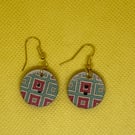 Small Dangle Wooden Button Earrings 