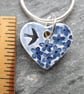Handmade Ceramic Summer Garden Heart Pendant in blue - Image 4