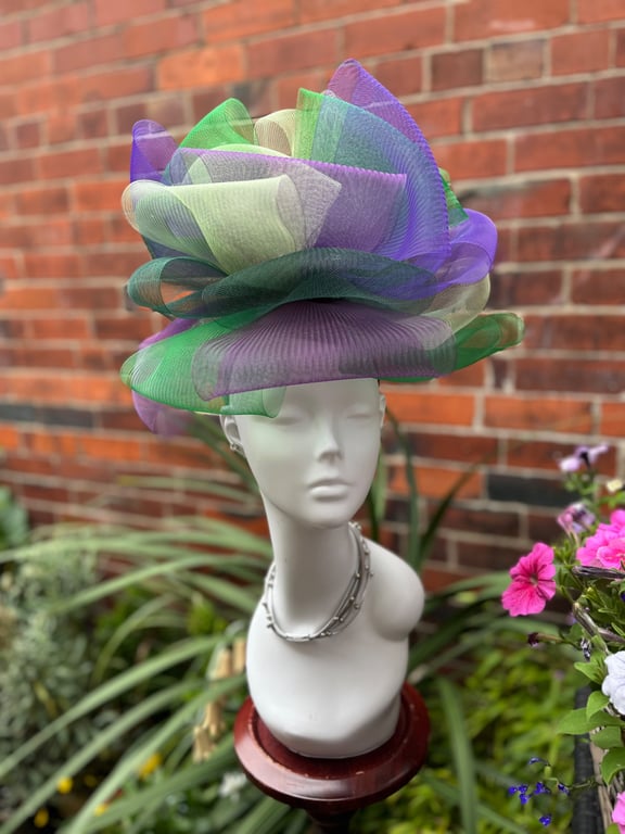 Shades of Green,Purple Hat for the Races, Hats for Ascot, Special Occasion Hats