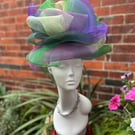 Shades of Green,Purple Hat for the Races, Hats for Ascot, Special Occasion Hats