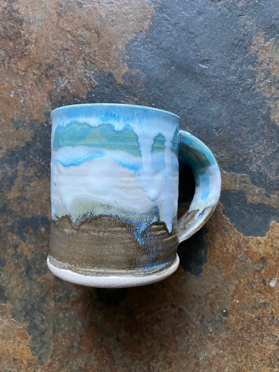 Landscape beach handmade mug stoneware speckled