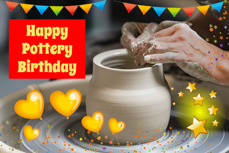 Happy Pottery Birthday Card A5