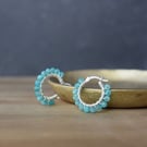 Amazonite Gemstone Hoop Earrings in Sterling Silver - Boho Crystal Small Hoops