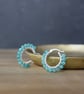 Amazonite Gemstone Hoop Earrings in Sterling Silver - Boho Crystal Small Hoops