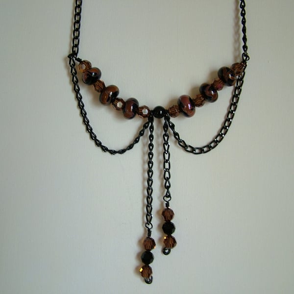 SALE- HALF PRICE -DOWNTON ABBEY NECKLACE  -  LAMPWORK NECKLACE - FREE UK POSTAGE