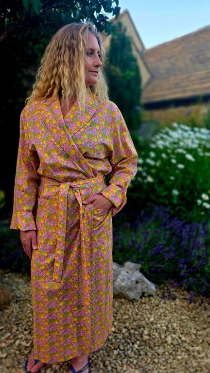 Handmade Liberty Fabric Dressing Gown – Authentic Tana Lawn Luxury Robe 