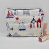 Make up bag large nautical seaside theme red white and blue.