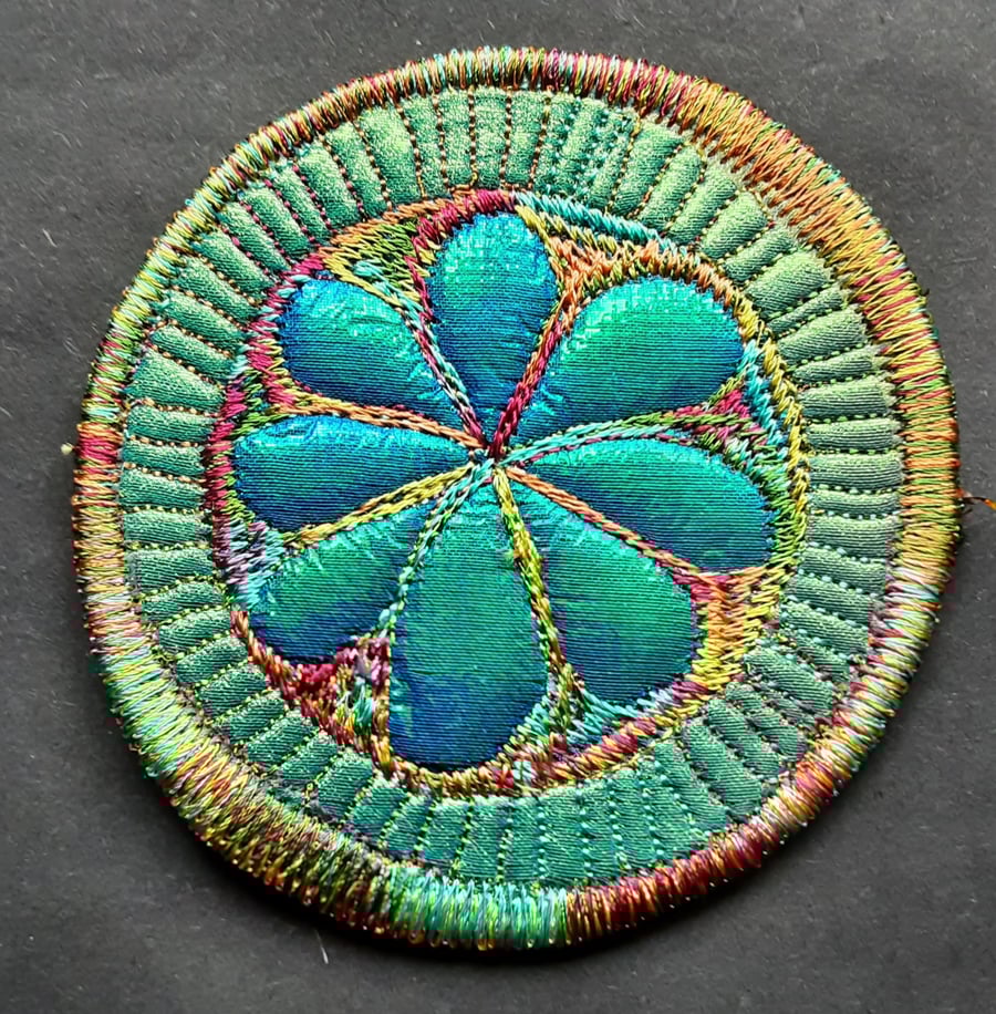Textile Brooch Free Machine Embroidery 