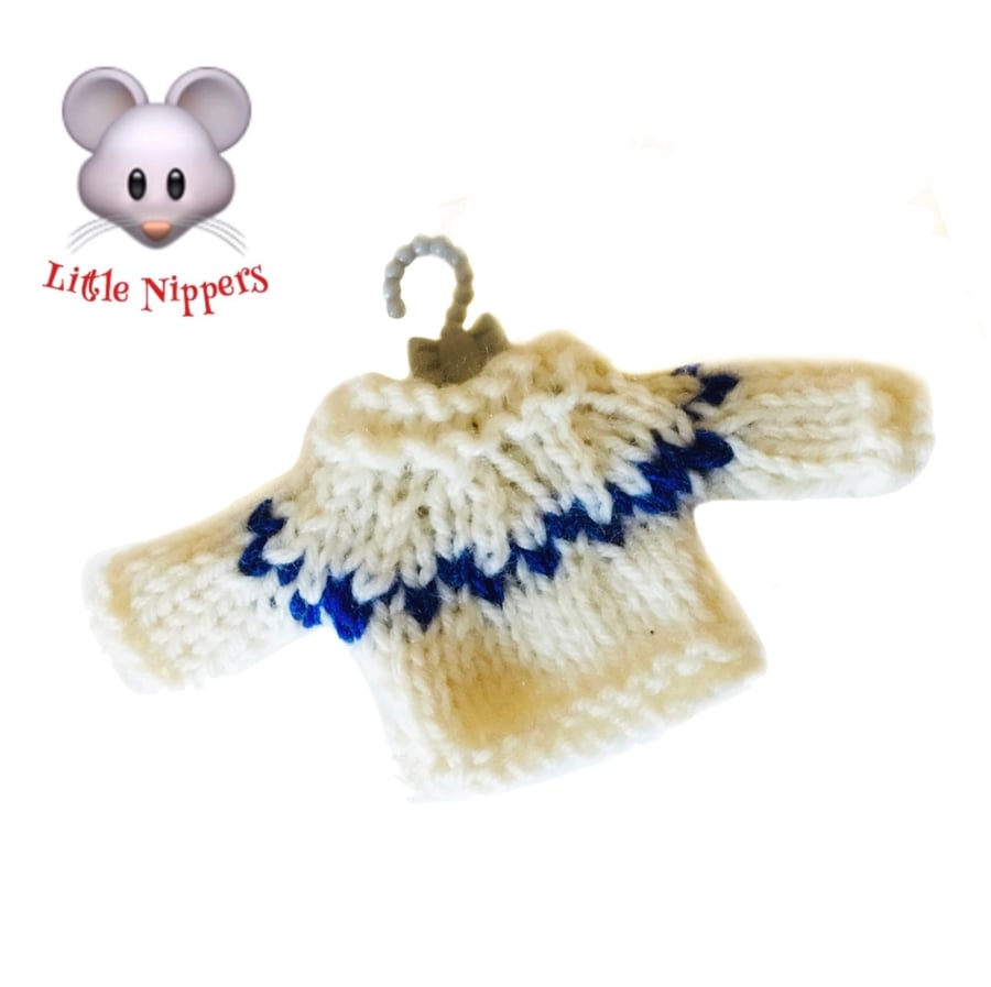  Cream and Royal Blue Jumper to fit the Little Nippers 