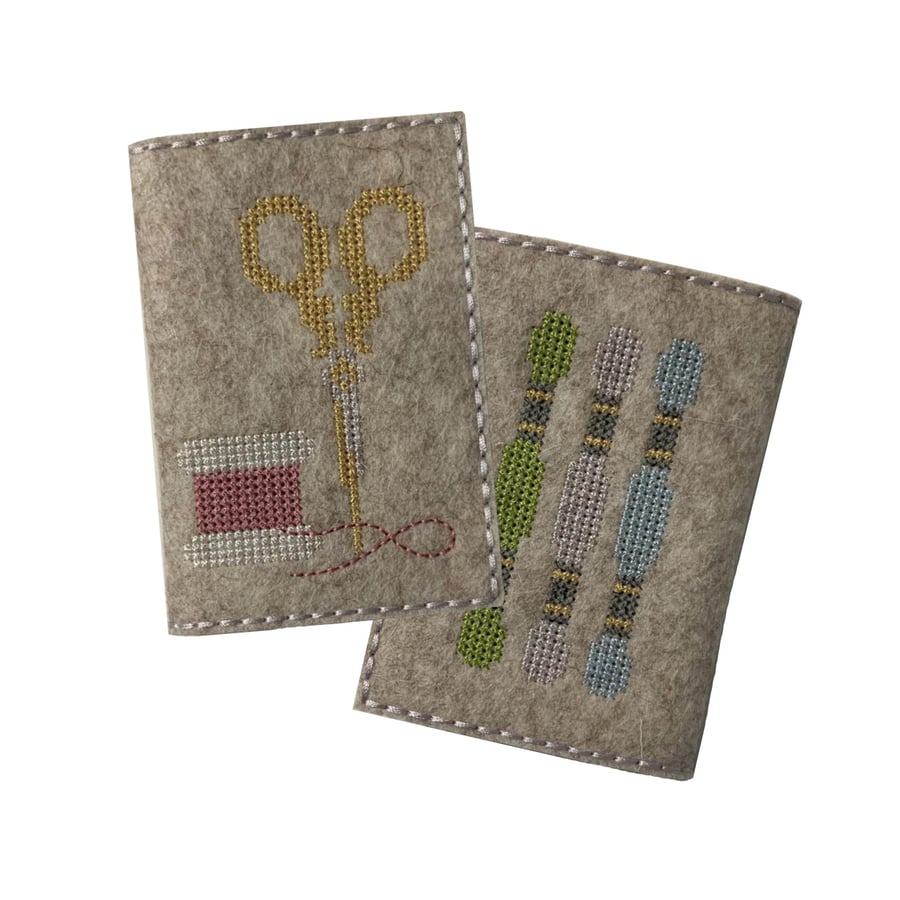 Embroidered Wool Felt Needle Book: Cross Stitch Sewing Gift