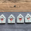 Handmade Ceramic Bird House Buttons set of Four