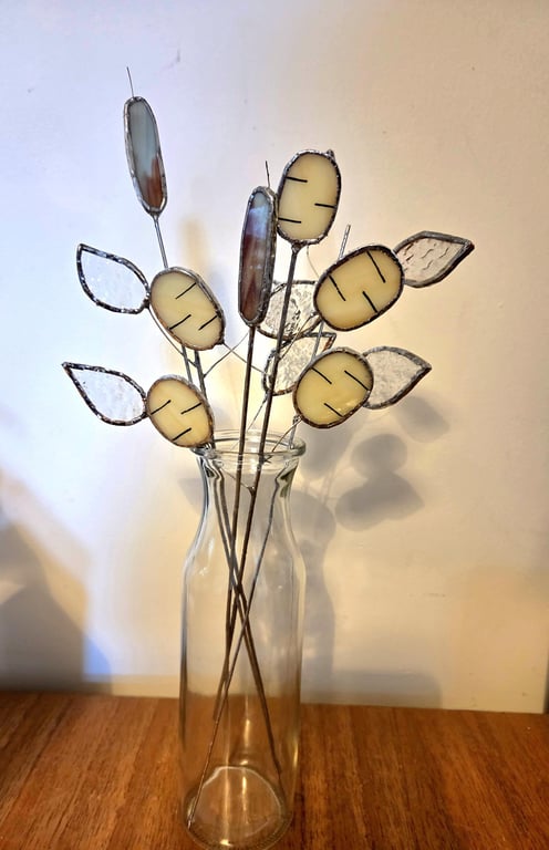 Stained Glass Botanical Plant Stems, Forever Bouquet, Stained Glass Flowers