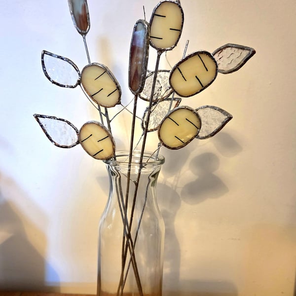 Stained Glass Botanical Plant Stems, Forever Bouquet, Stained Glass Flowers