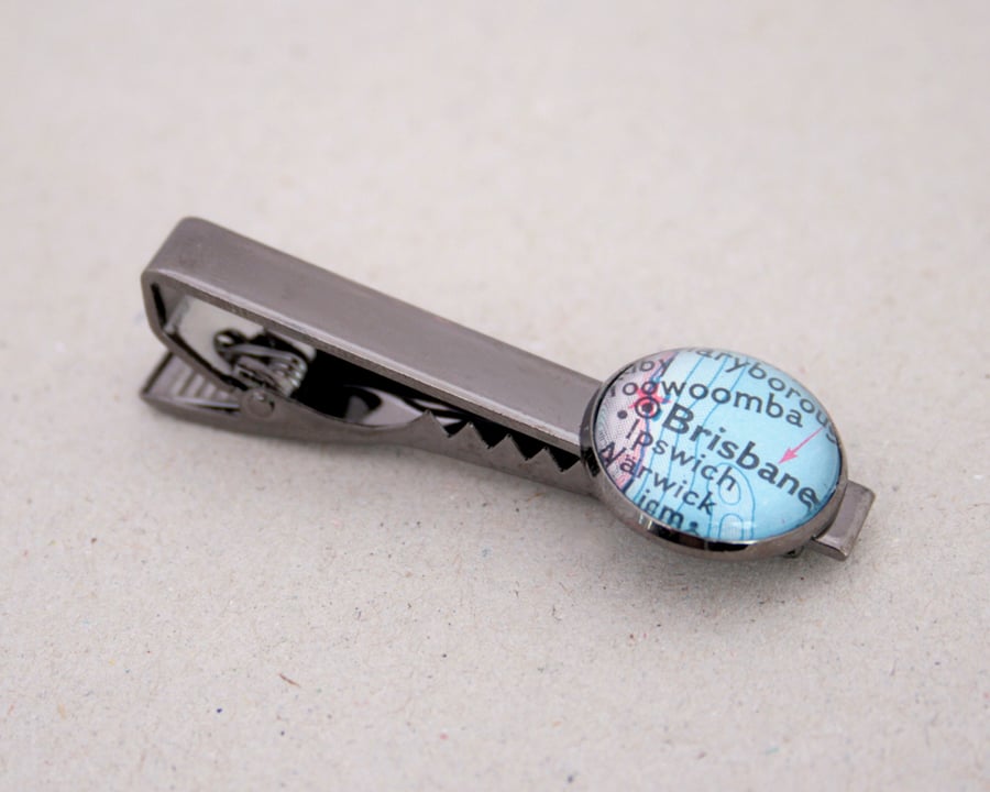 Black Tie clip with map of your choice