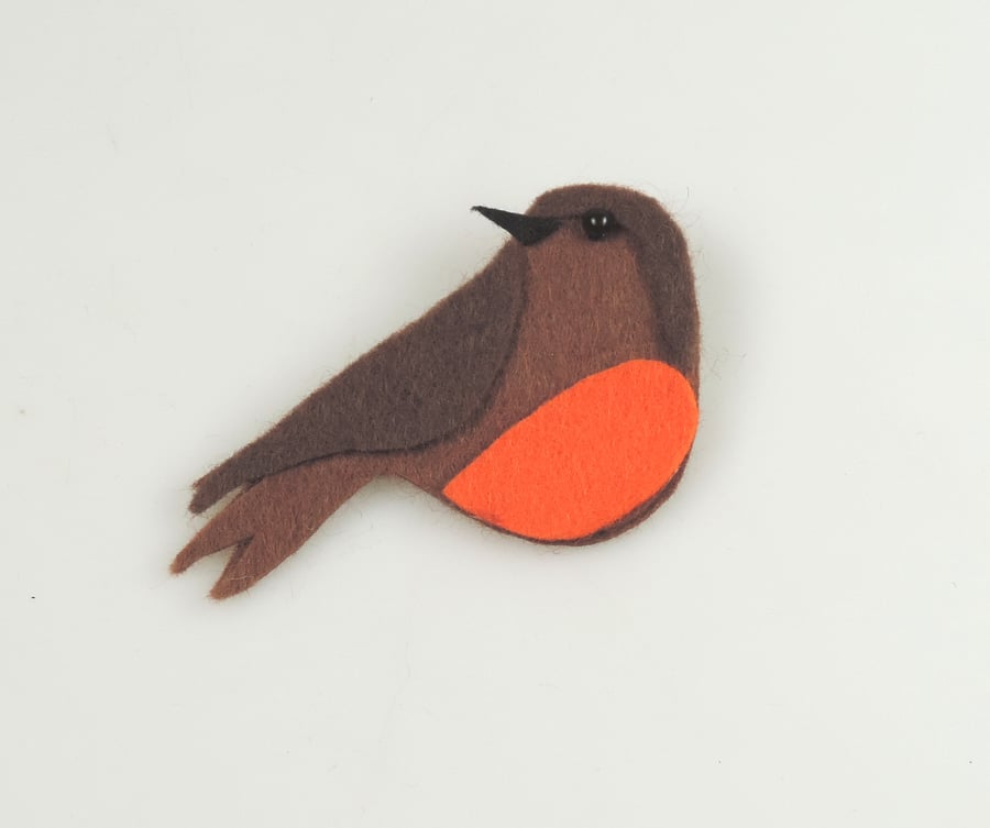 Handmade Felt Robin Brooch, Christmas Robin, Winter Bird Theme, Robin Brooch