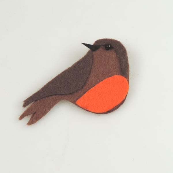 Handmade Felt Robin Brooch, Christmas Robin, Winter Bird Theme, Robin Brooch