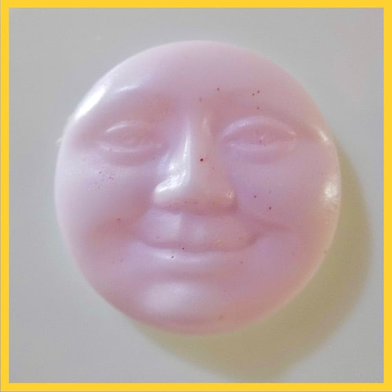 Pink New Moon Face Cabochon, Hand Made, Unique, Moon Jewelry