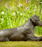 Lying Mixed Breed Rescue Dog Statue Large Bronze Resin Garden Sculpture - Image 3
