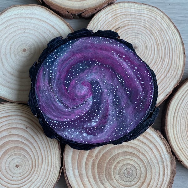 Galaxy, Space wood slice painting 