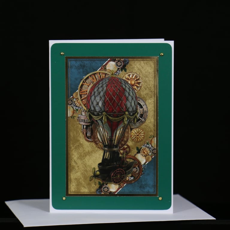 Hot Air Balloon Steam Punk greeting card