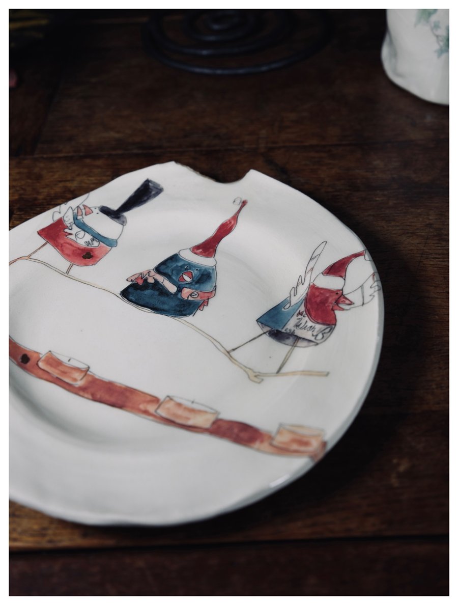 The 3 metal robins Medium Plate - Christmas Series