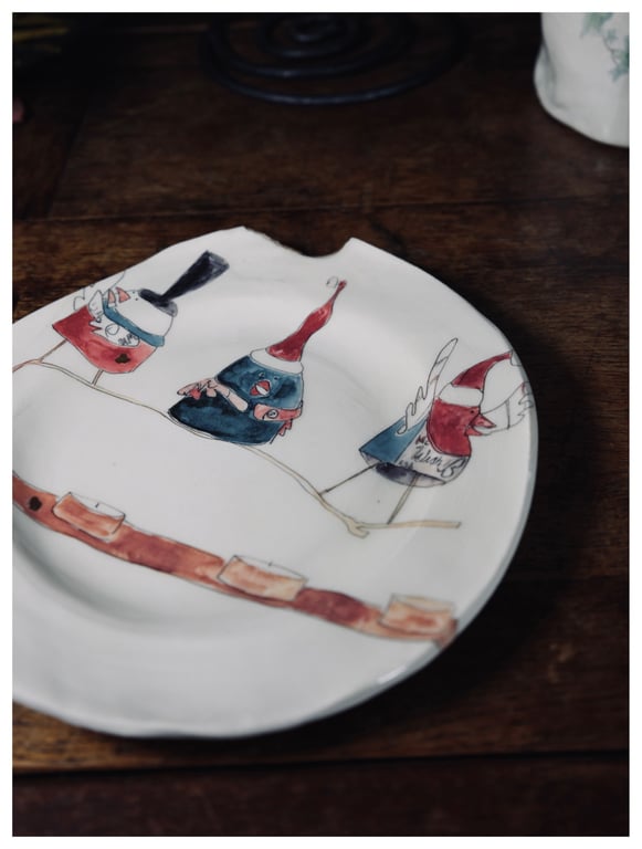 The 3 metal robins Medium Plate - Christmas Series