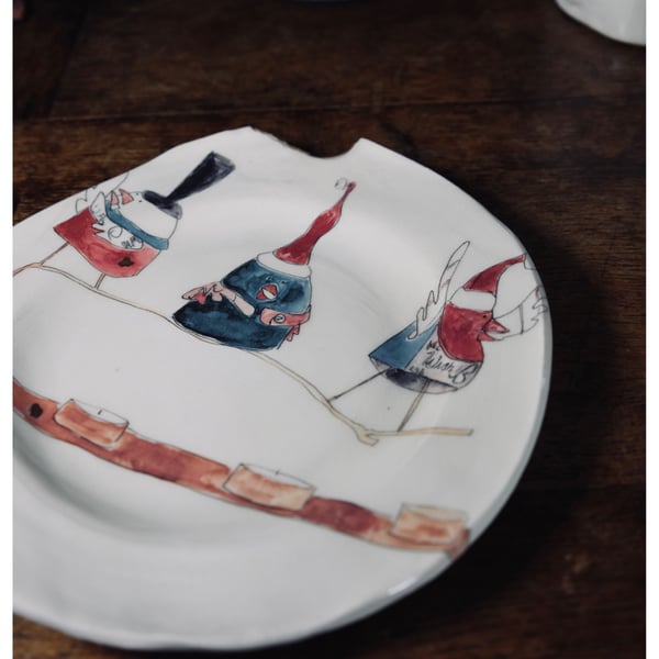 The 3 metal robins Medium Plate - Christmas Series