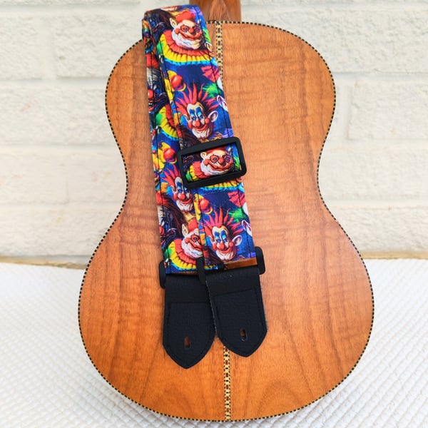 1.5 inch Wide Adjustable Ukulele Strap with Evil Clowns