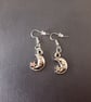 Silver chunky moon and star detail charm dangle earrings  - Image 3