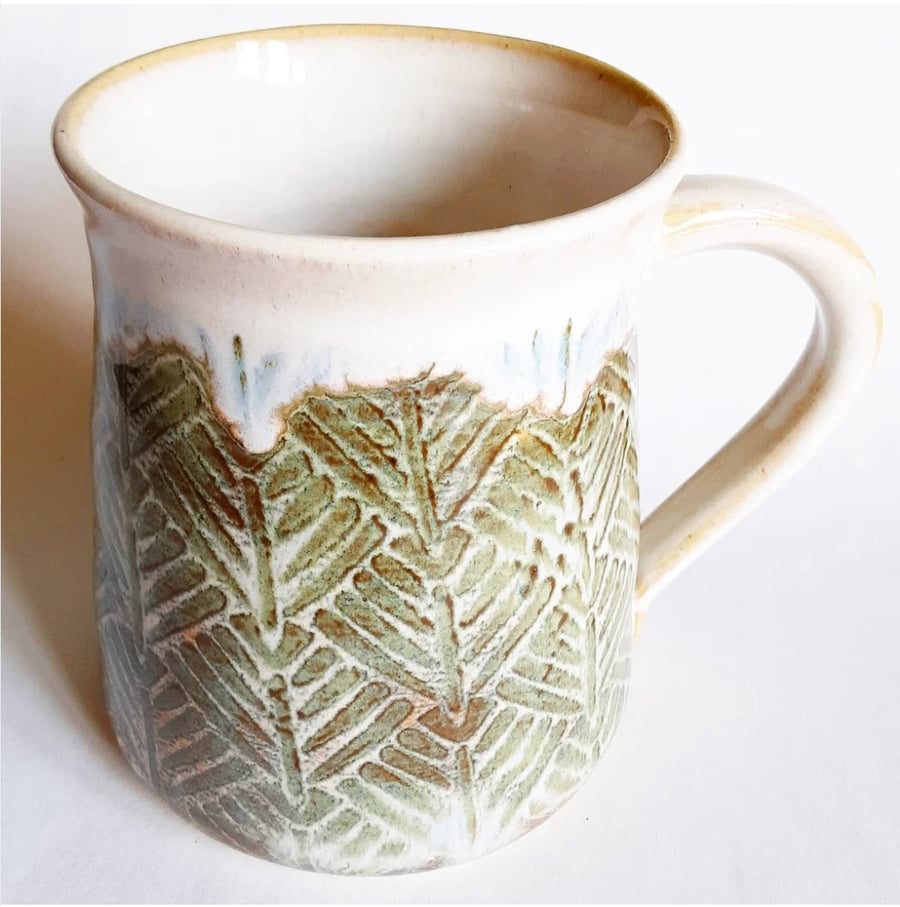 Grey Patterned Mug - Hand Thrown Stoneware Ceramic Mug