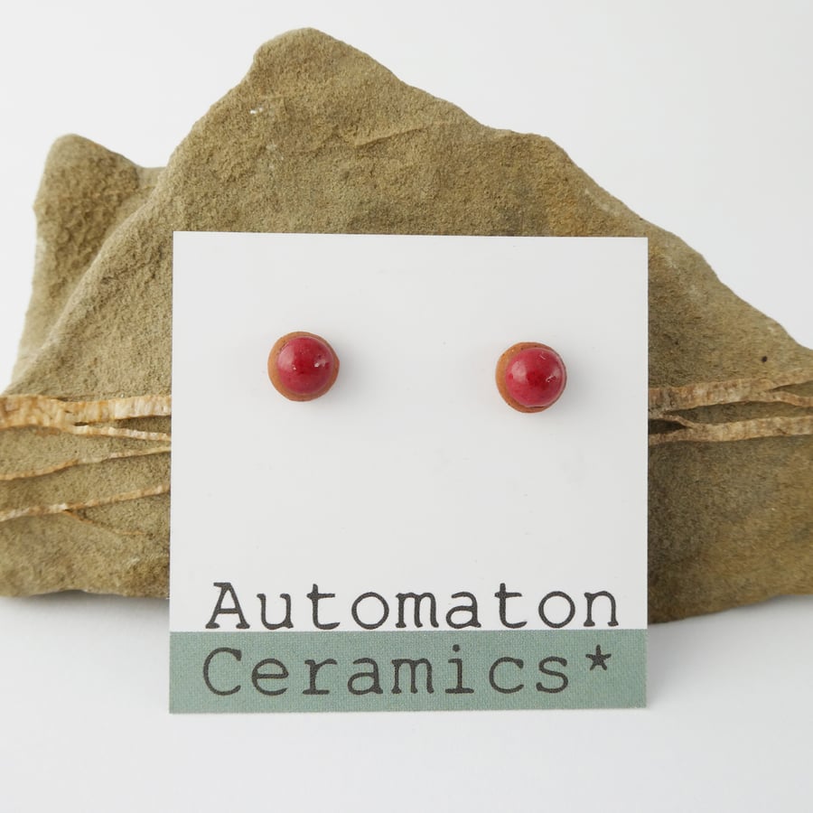 Red Ceramic Stud Earrings
