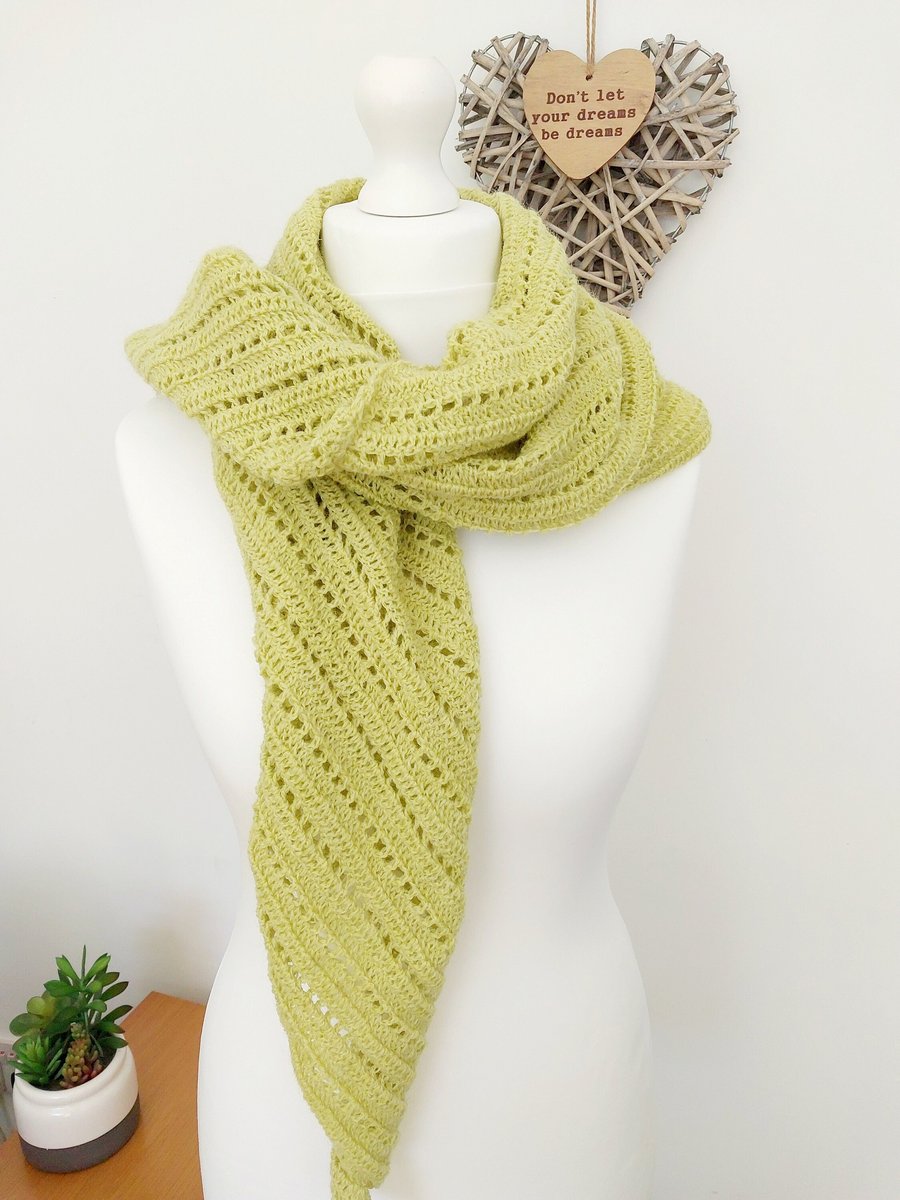 Harvest Yellow British Wool Scarf, British Wool Triangle Shawl Wrap