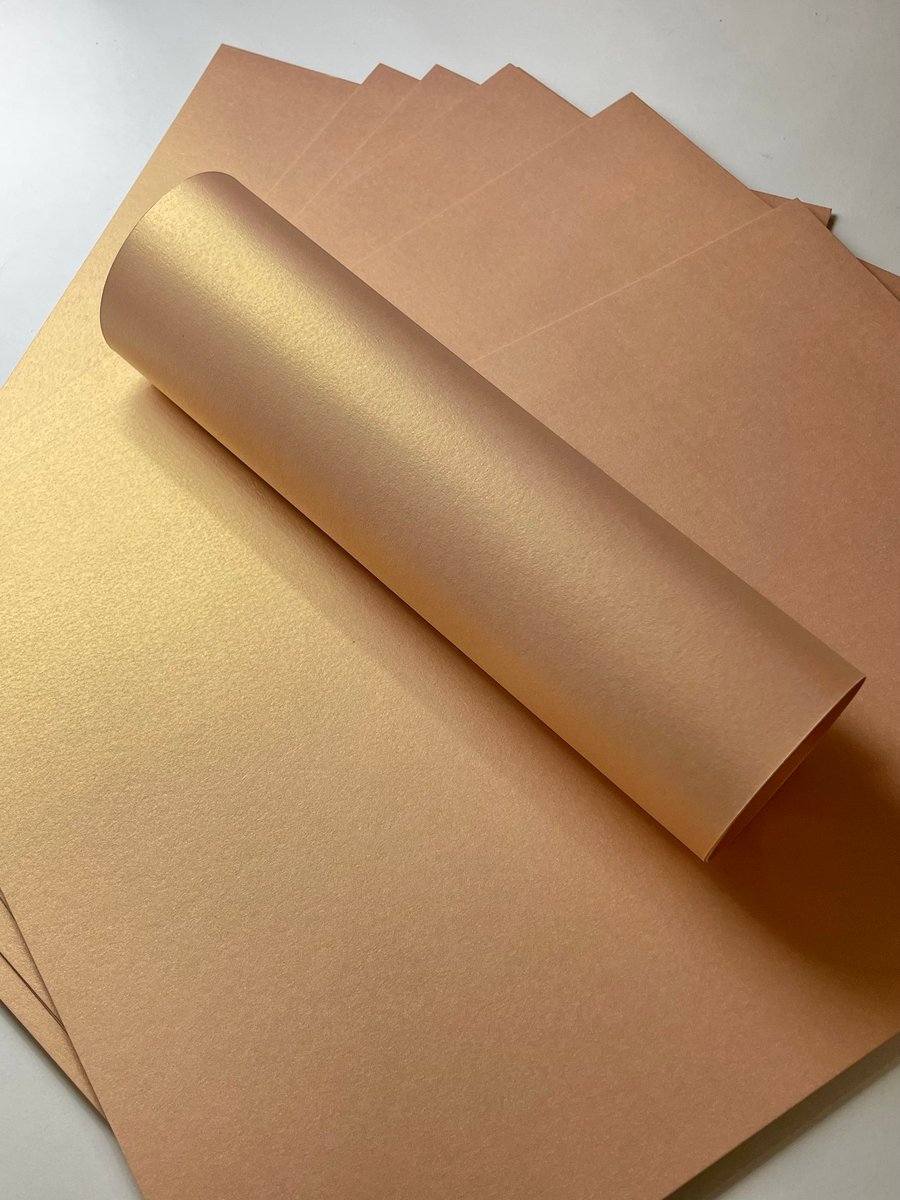 10 Sheets A4 Sandy Bronze Gold Shimmer Pearlescent Card Double Sided Quality 300