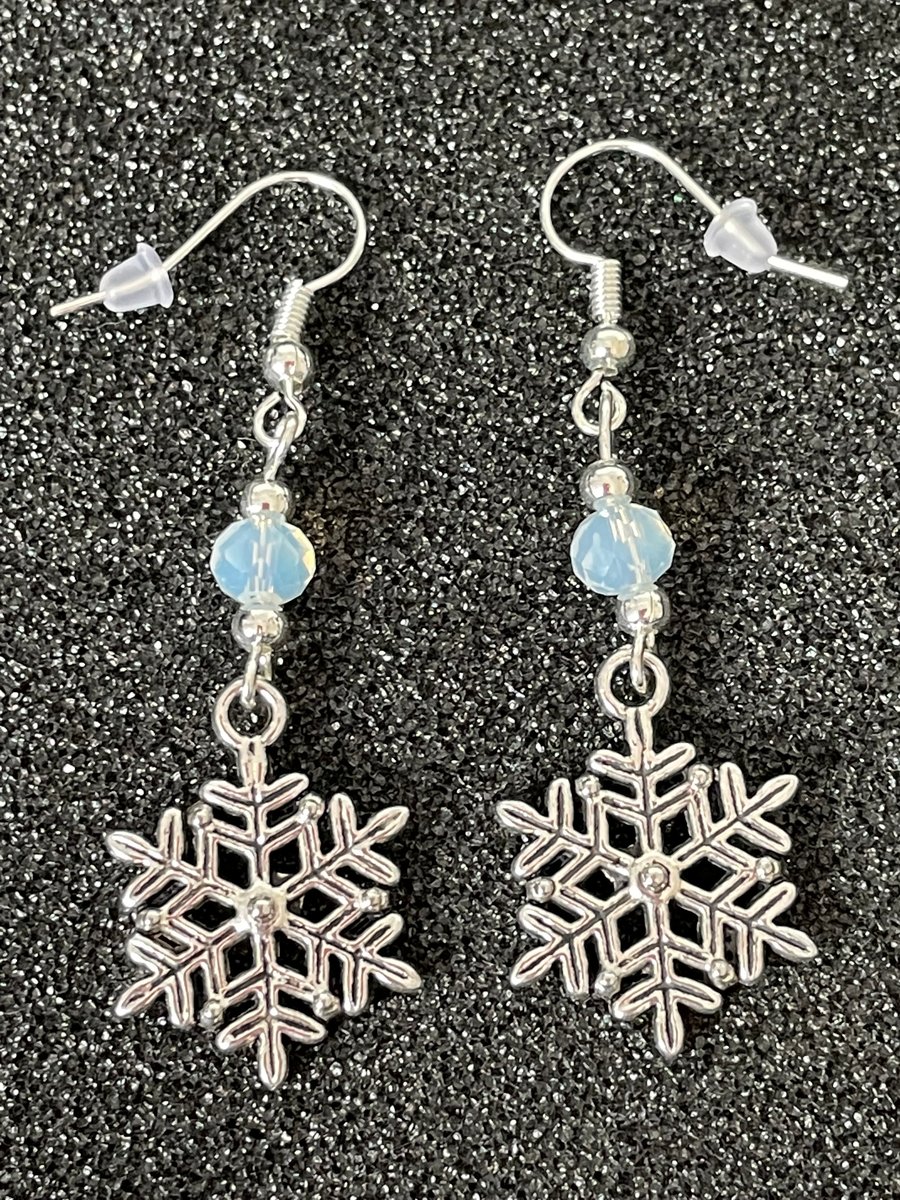 Tibetan Silver Drop Earrings - Snowflakes