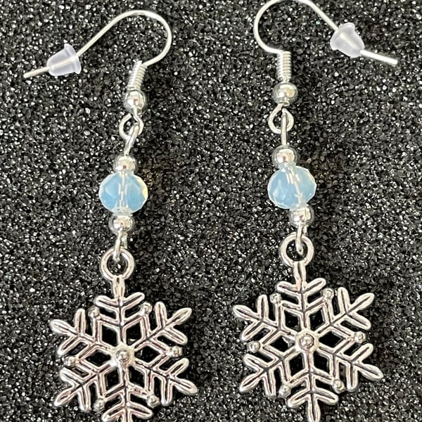 Tibetan Silver Drop Earrings - Snowflakes