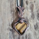 Natural Unisex Mens Tigers Eye & Copper Pendant Necklace Gift Crystal Jewellery