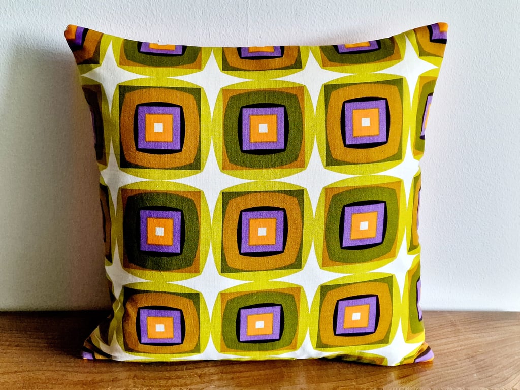 Handmade geometric cushion vintage 1960s 1970s fabric