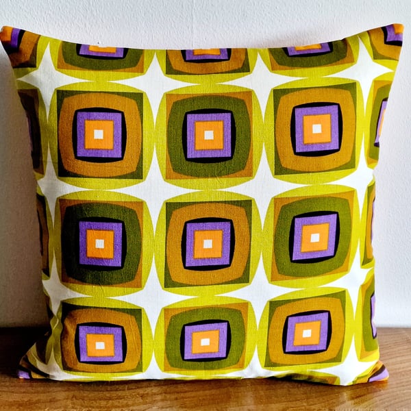 Handmade geometric cushion vintage 1960s 1970s fabric
