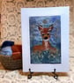 Little Reindeer In The Woods Christmas Art Card - Image 6