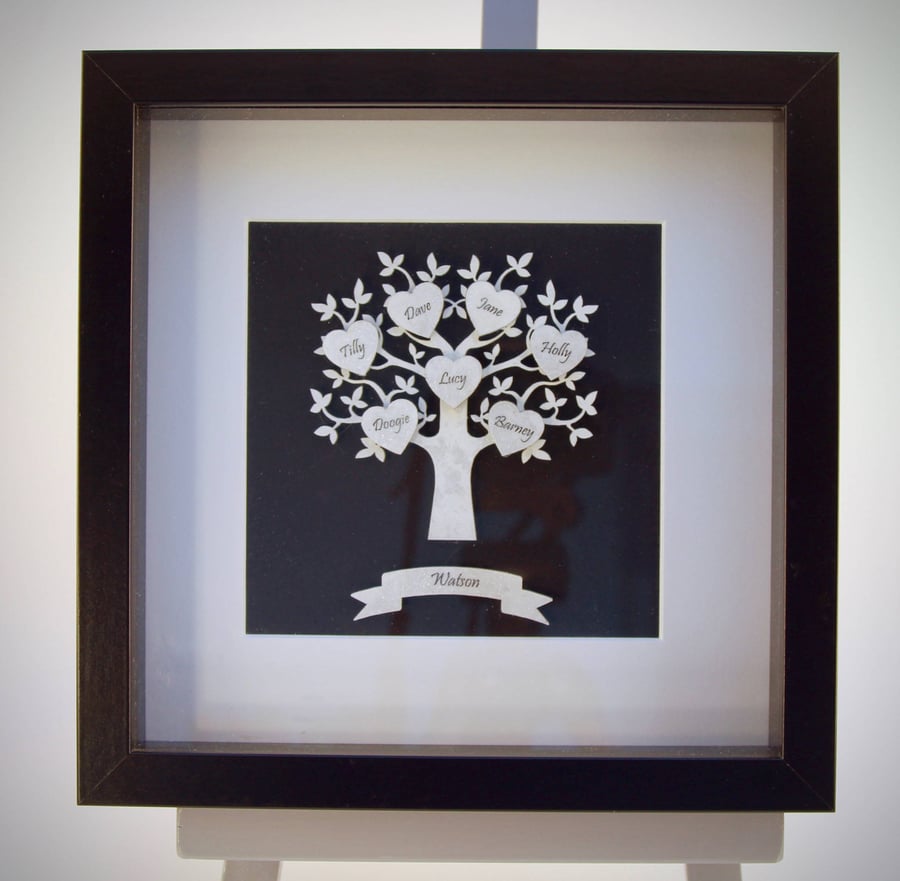 Personalised white glittery Family Tree