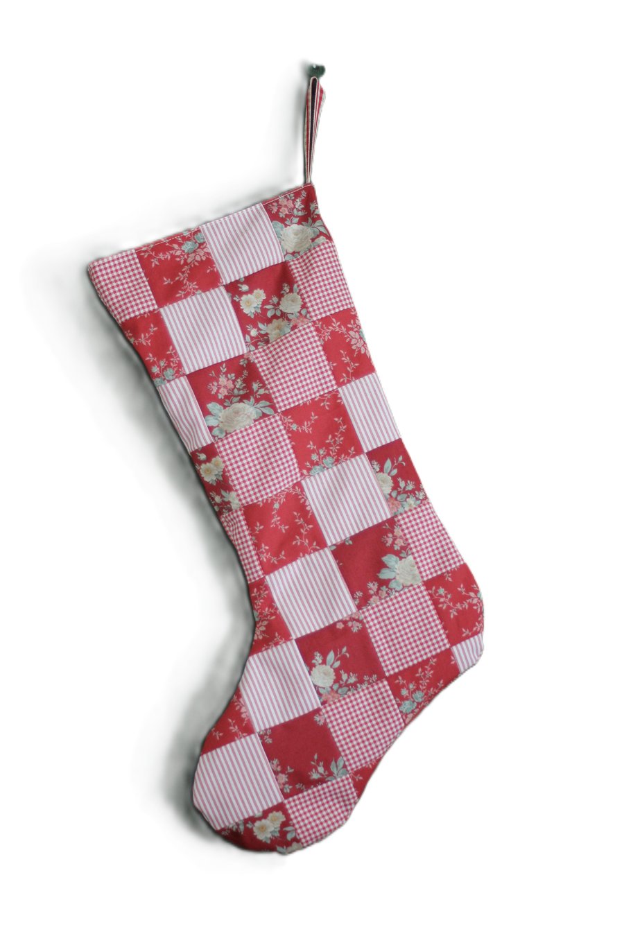 Patchwork stocking made from Tilda 'Merry Christmas' fabrics