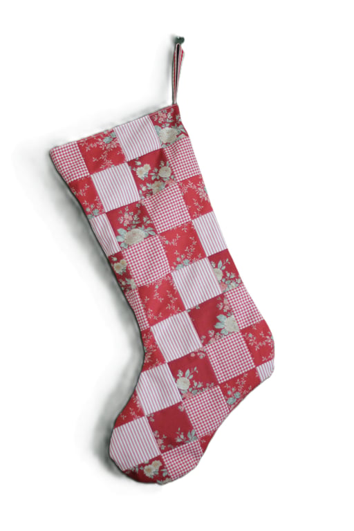 Patchwork stocking made from Tilda 'Merry Christmas' fabrics