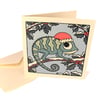 Cute Chameleon Christmas Card. Square card with cartoon reptile (Seconds Sunday)